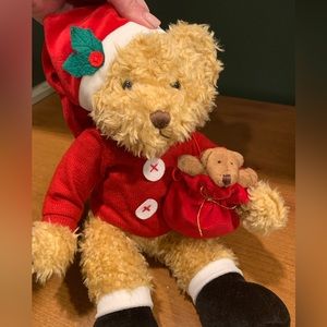 Russ Sammy Santa Bear , 12”, Santa Sack With Baby Bear
